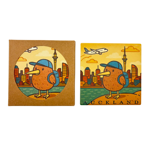 Auckland City Walk – Ceramic Coaster (Coffee Brown Artist Collection)