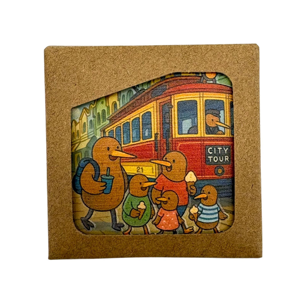 Garden City Trip (Christchurch) – Ceramic Fridge Magnet (Coffee Brown Artist Collection)