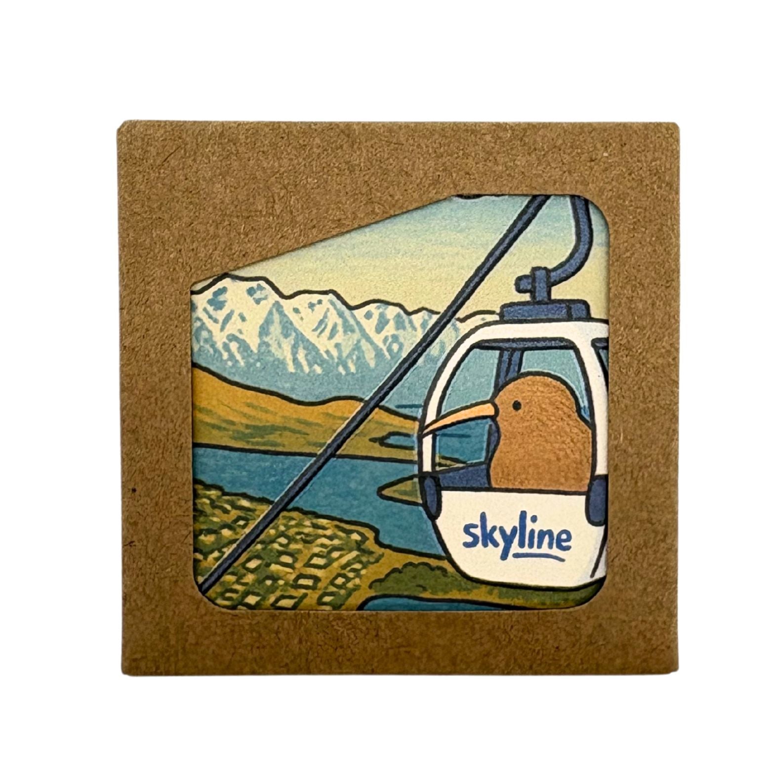 Queenstown Gondola View – Ceramic Fridge Magnet (Coffee Brown Artist Collection)