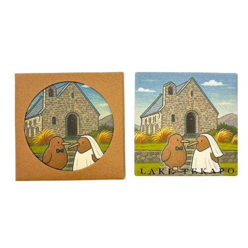 Tekapo Eternal Love – Ceramic Coaster (Coffee Brown Artist Collection)